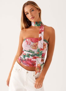 Hot Like Me Scarf Top - Pink Floral