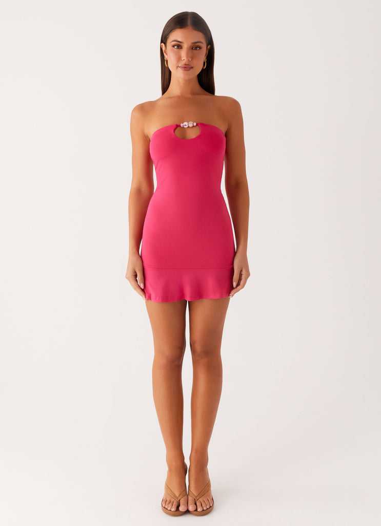 Hurts Like Hell Strapless Mini Dress - Fuchsia