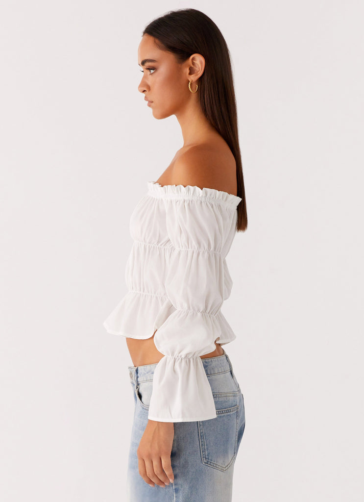 Imara Ruched Long Sleeve Top - Ivory