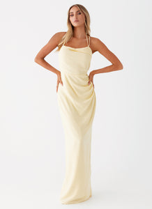 Womens Indi Maxi Dress in the colour Yellow in front of a light grey background