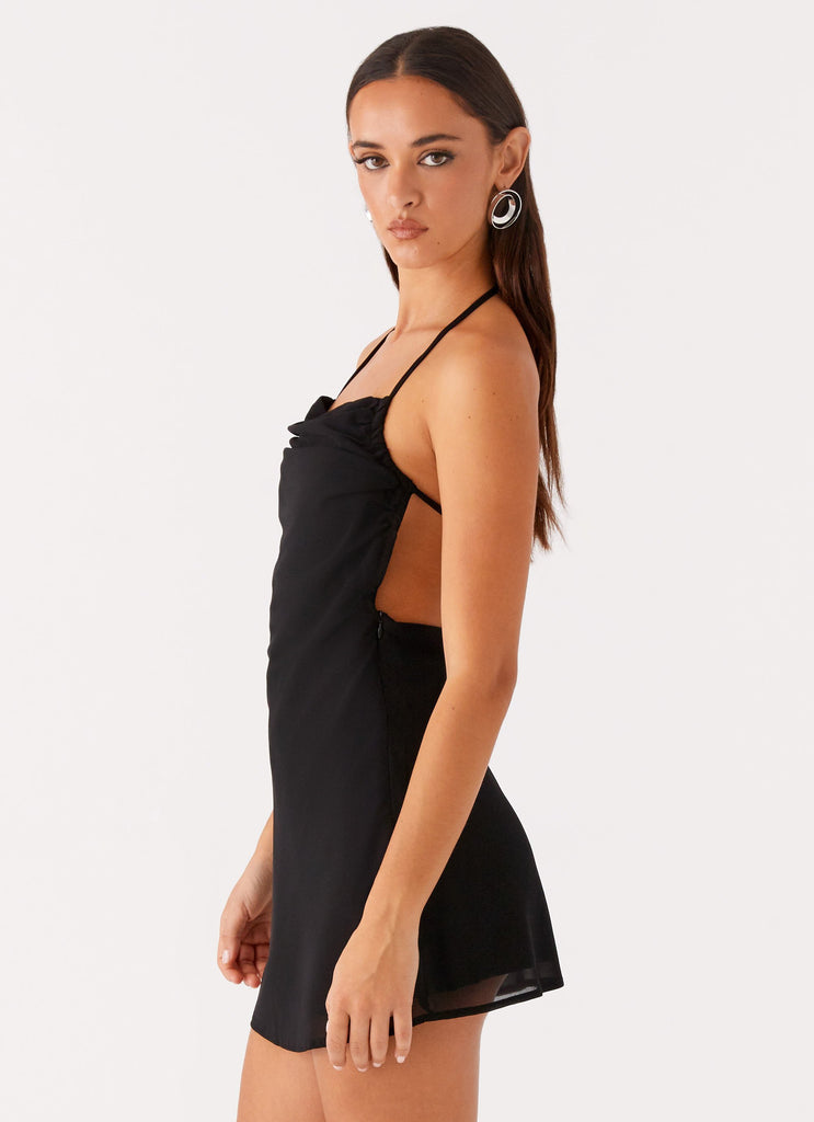 binita mini dress in chiffon black Oria Chiffon Mini Dress / Black | MESHKI