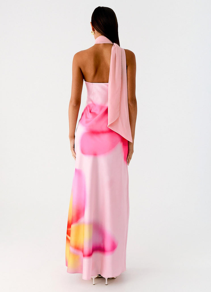 Isa Scarf Satin Maxi Dress - Frangipani Pink