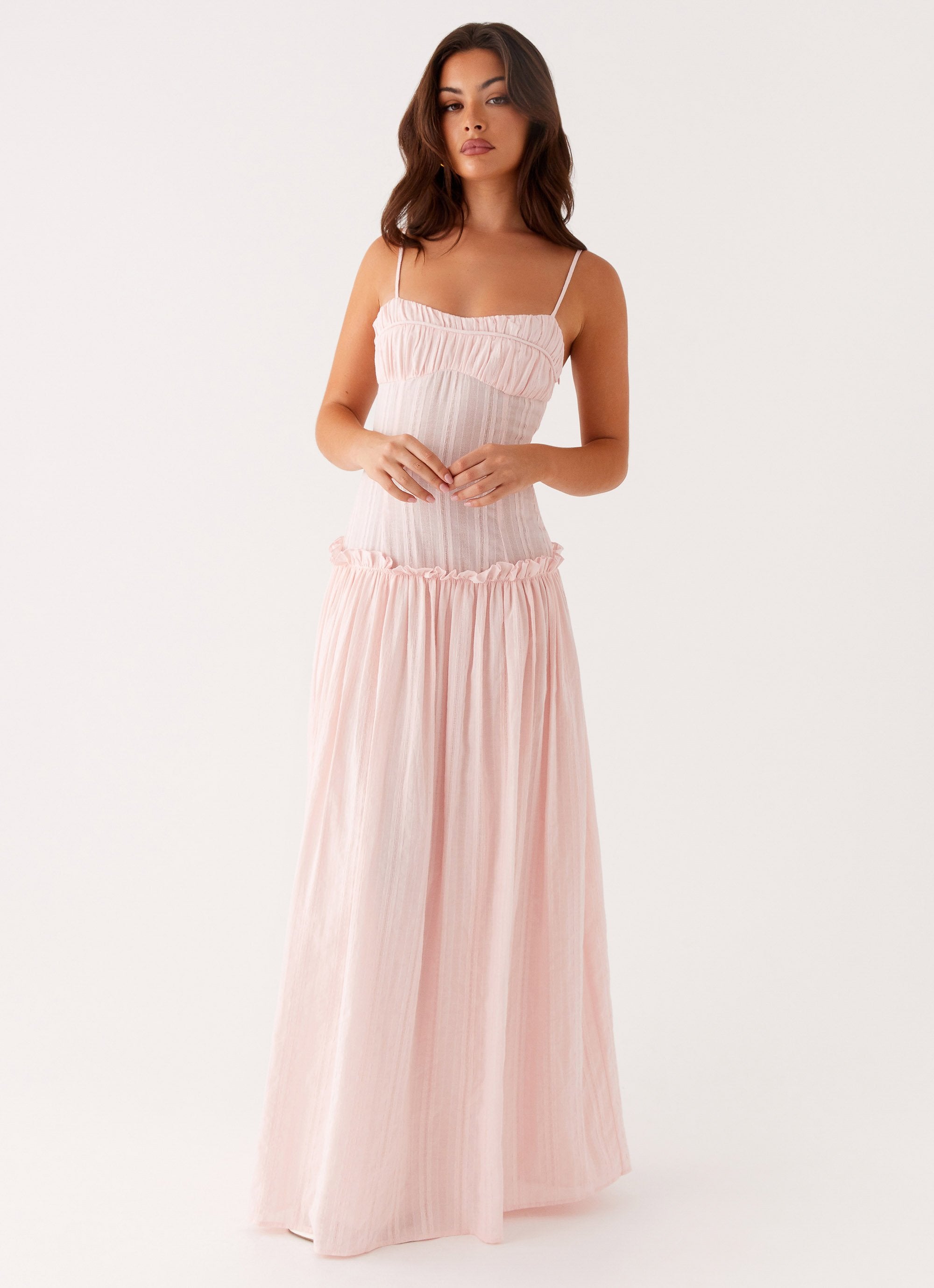Jacinda Drop Waist Maxi Dress - Pink – Peppermayo