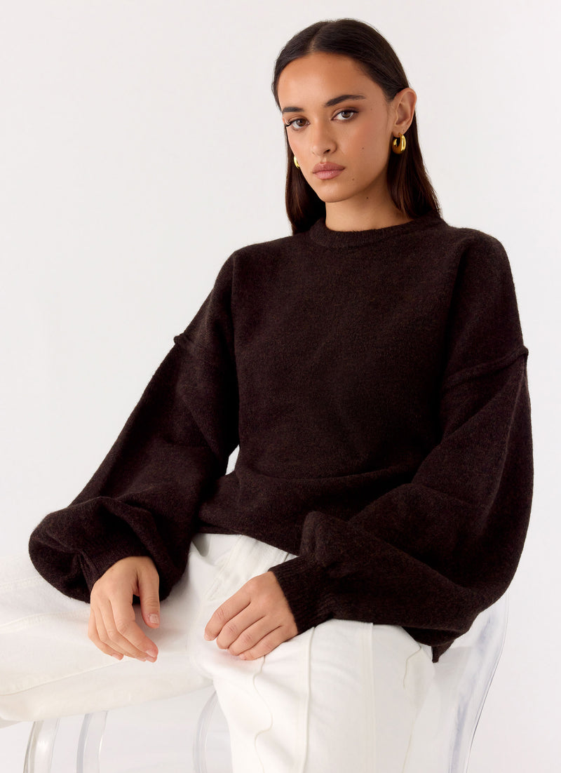 Jack Oversized Knit Sweater - Chocolate