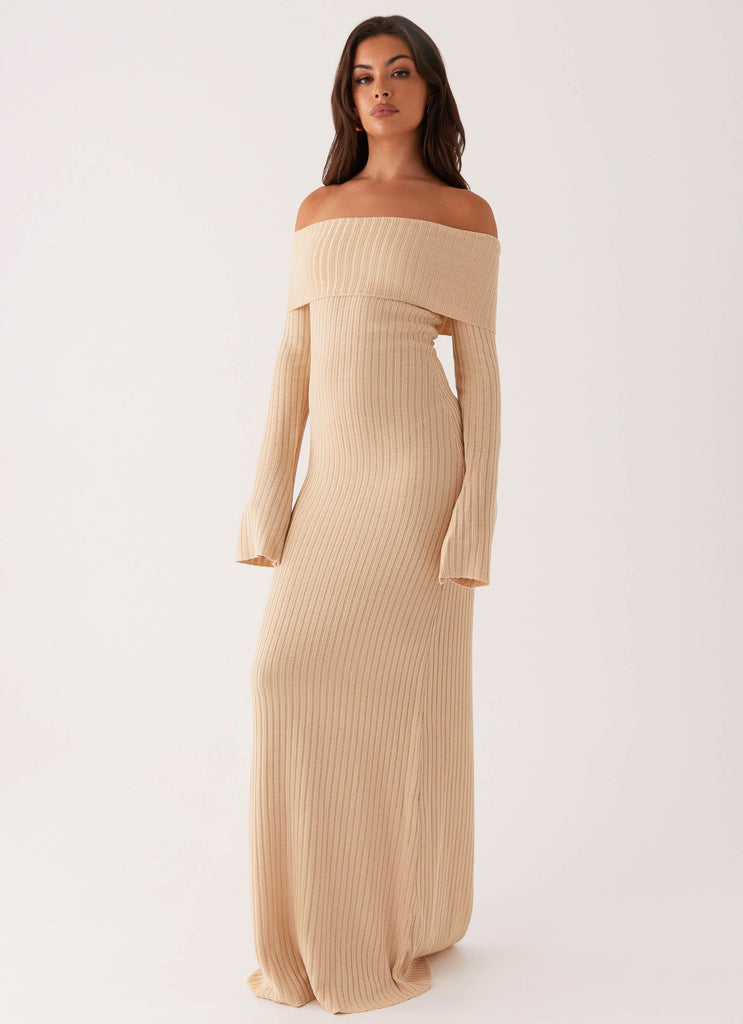 Jacqueline Knit Maxi Dress - Beige