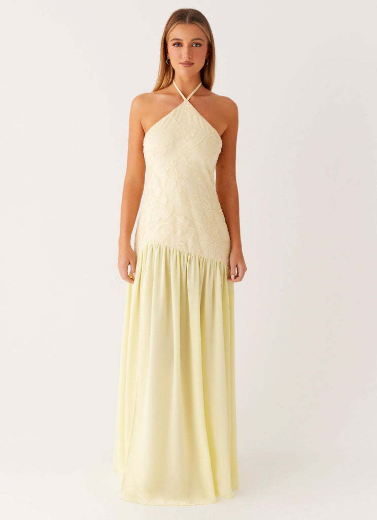 yellow beaded maxi dress Silk Bead Maxi Dress Yellow Rich Fashion