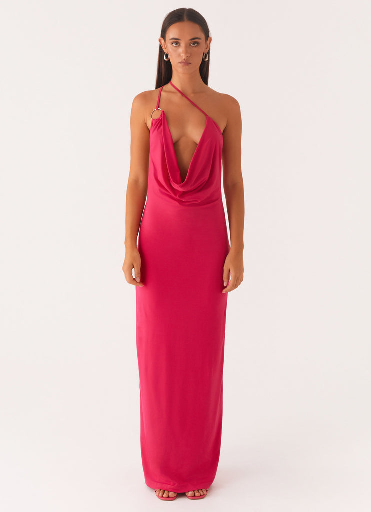 Jayla One Shoulder Maxi Dress - Fuchsia