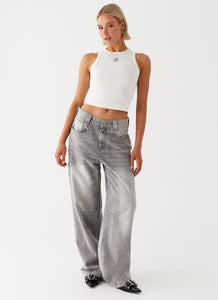 Womens Jaylie Denim Jeans in the colour Light Wash in front of a light grey background