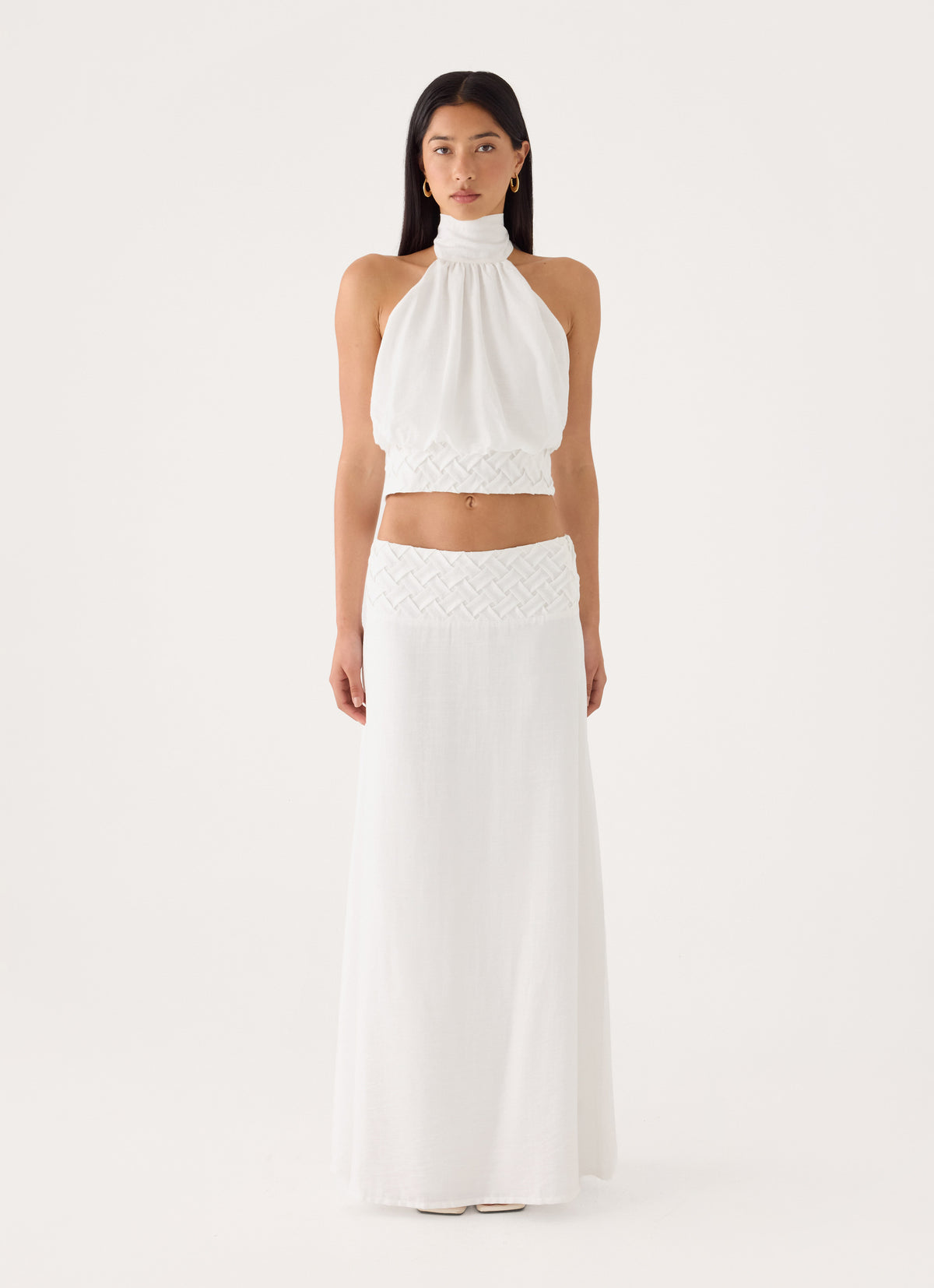 Jenna Crinkle Maxi Skirt - White