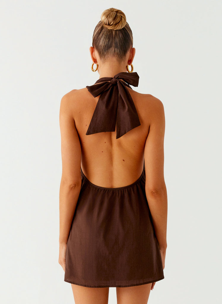Jepsen Cotton Halter Mini Dress - Chocolate Peppermayo Jepsen Cotton Halter Mini Dress - Chocolate Peppermayo