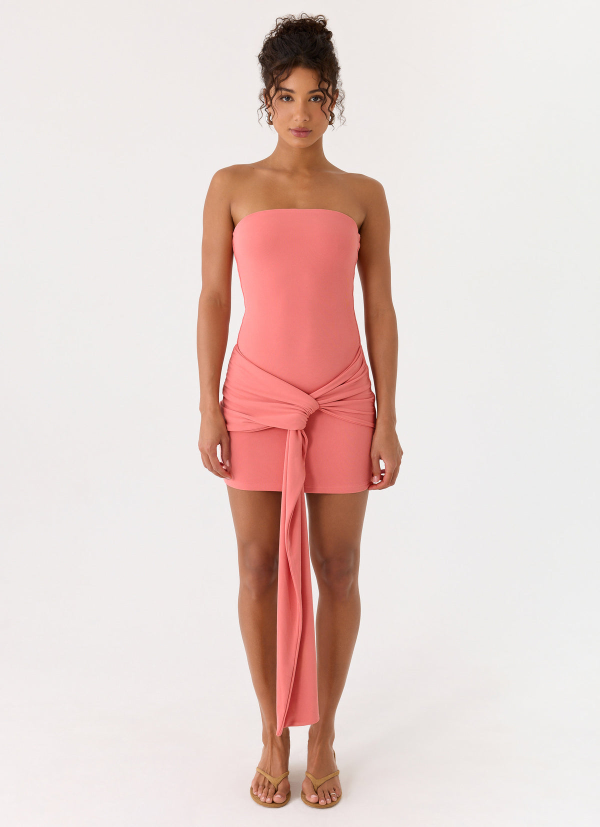 Jiliana Strapless Mini Dress - Coral