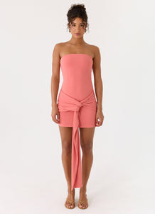 Jiliana Strapless Mini Dress - Coral