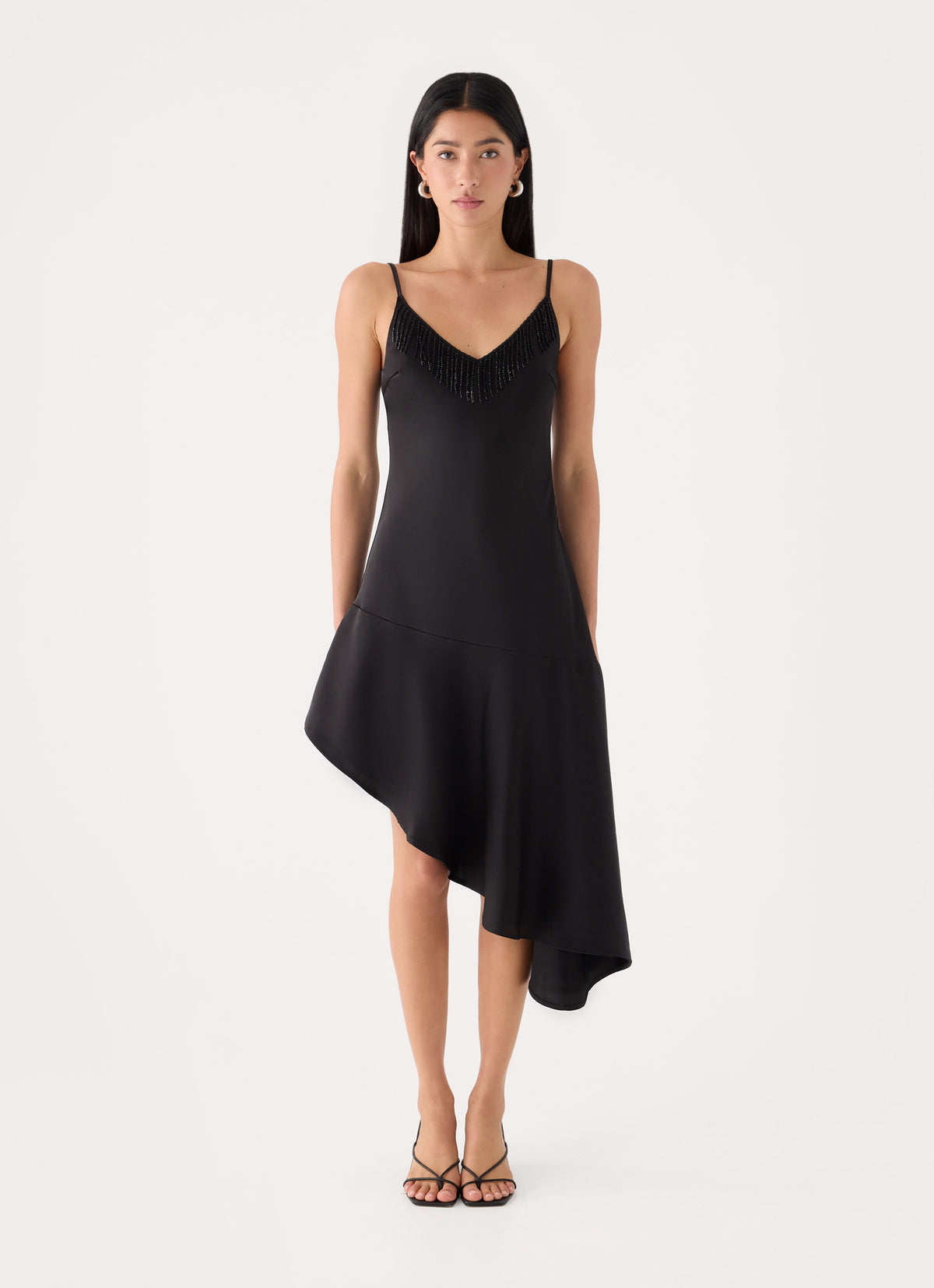 Julienna Satin Midi Dress - Black