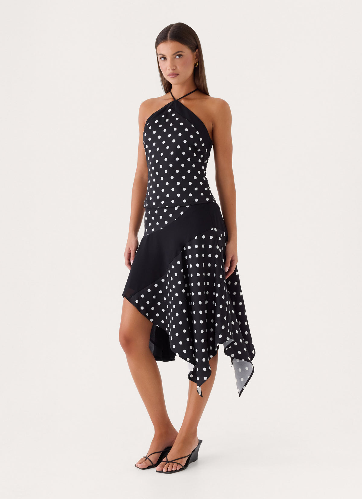 Klose Midi Skirt - Black Polka Dot