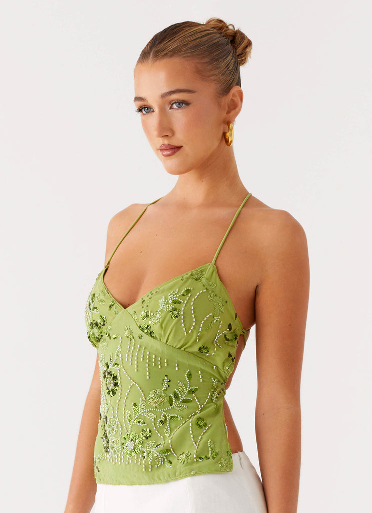 Kamilla Sequin Cami Top - Lime
