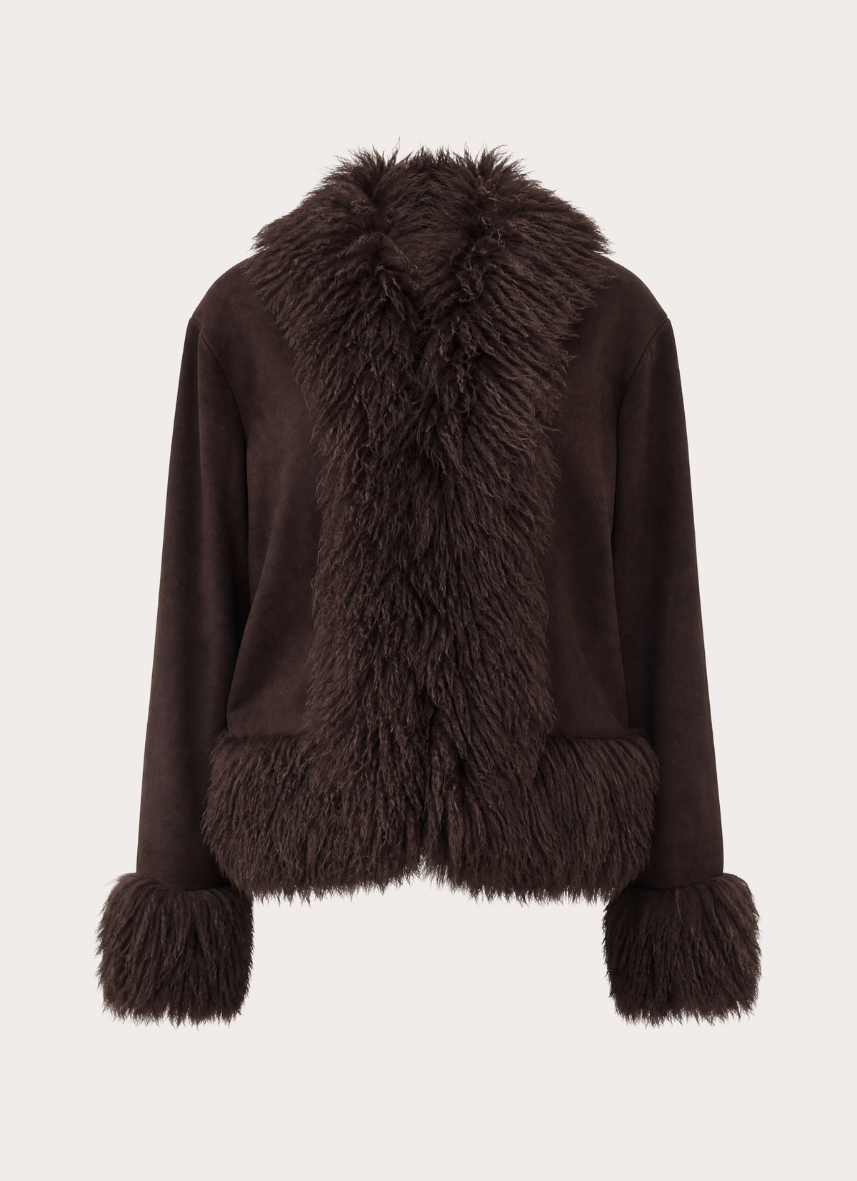 Kamsy Fur Trim Coat - Chocolate