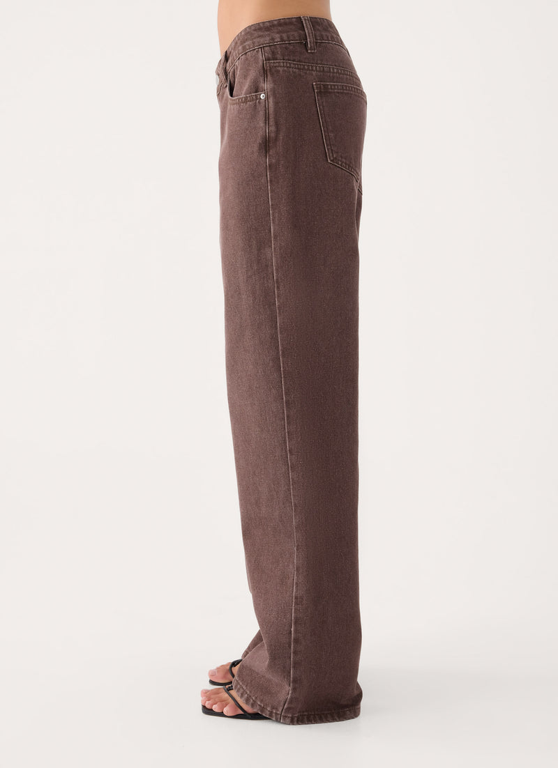Karinta Straight Leg Denim Jeans - Chocolate