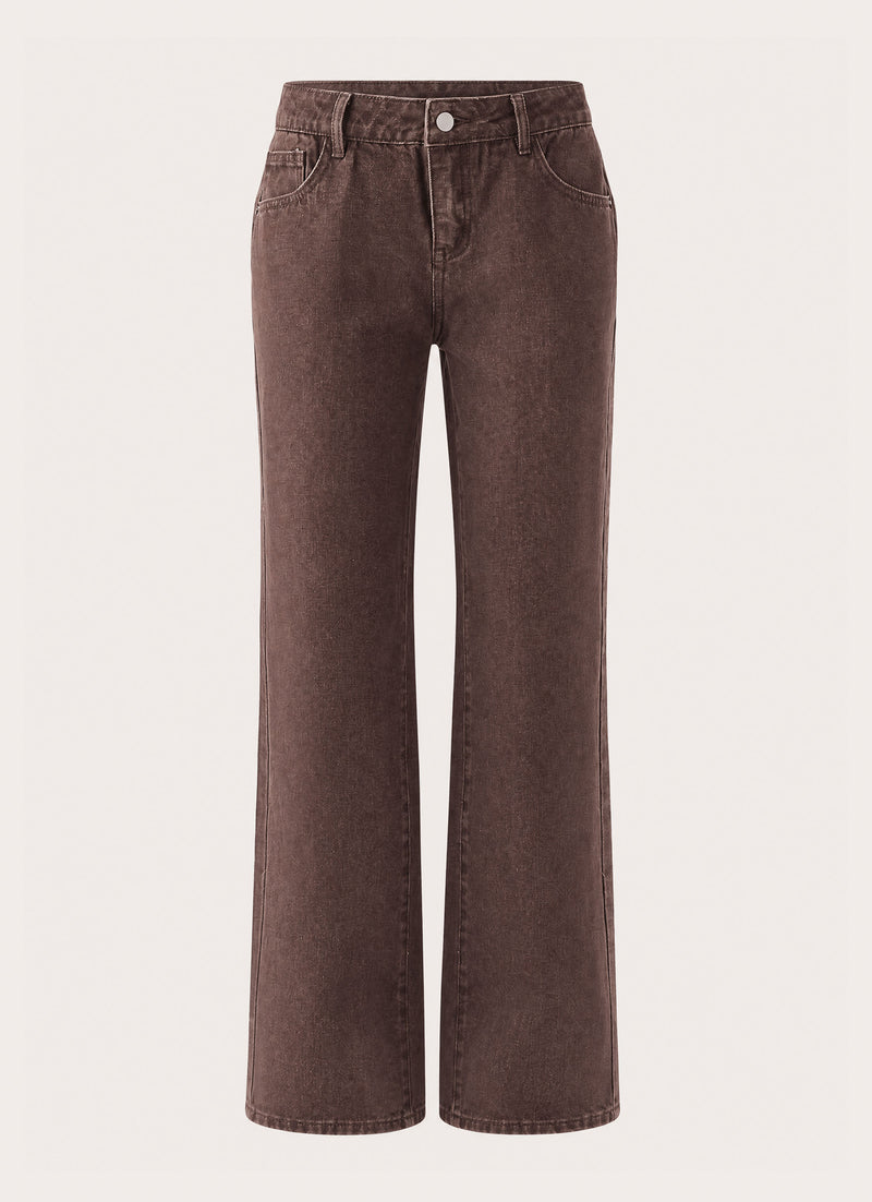 Karinta Straight Leg Denim Jeans - Chocolate