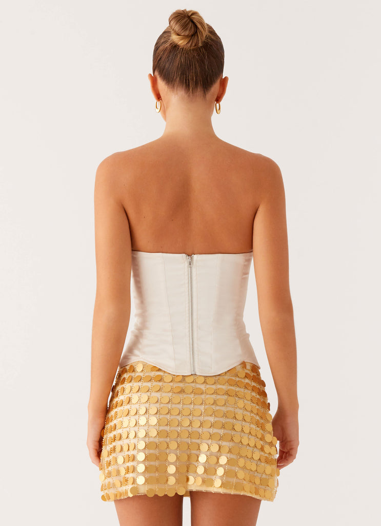 Kasen Sequin Mini Skirt - Gold Peppermayo Kasen Sequin Mini Skirt - Gold Peppermayo