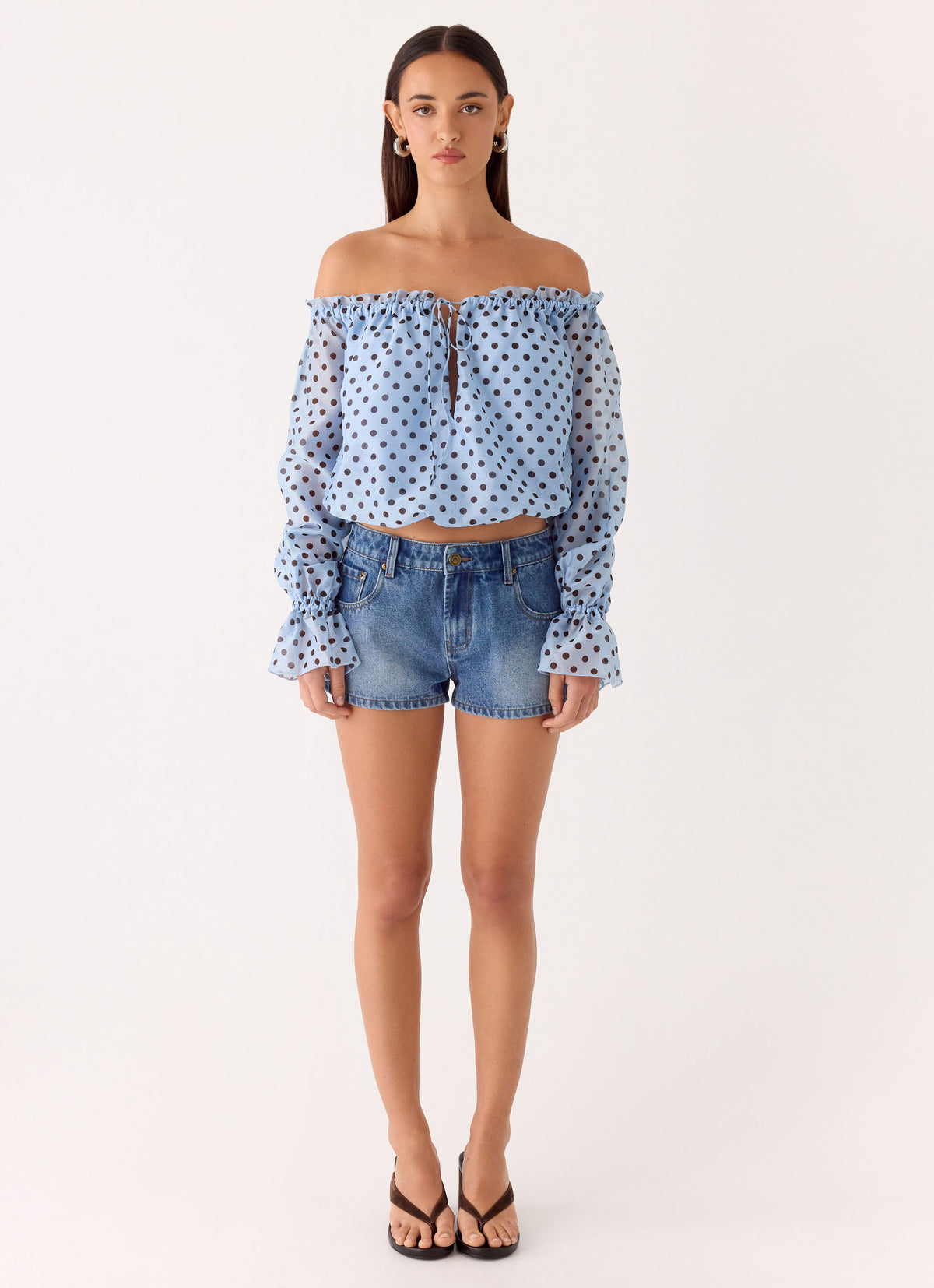 Kayda Low Rise Denim Shorts - Blue Wash
