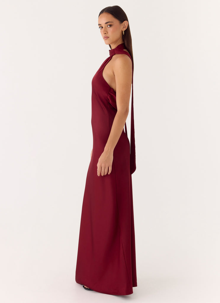 Keena Scarf Maxi Dress - Merlot