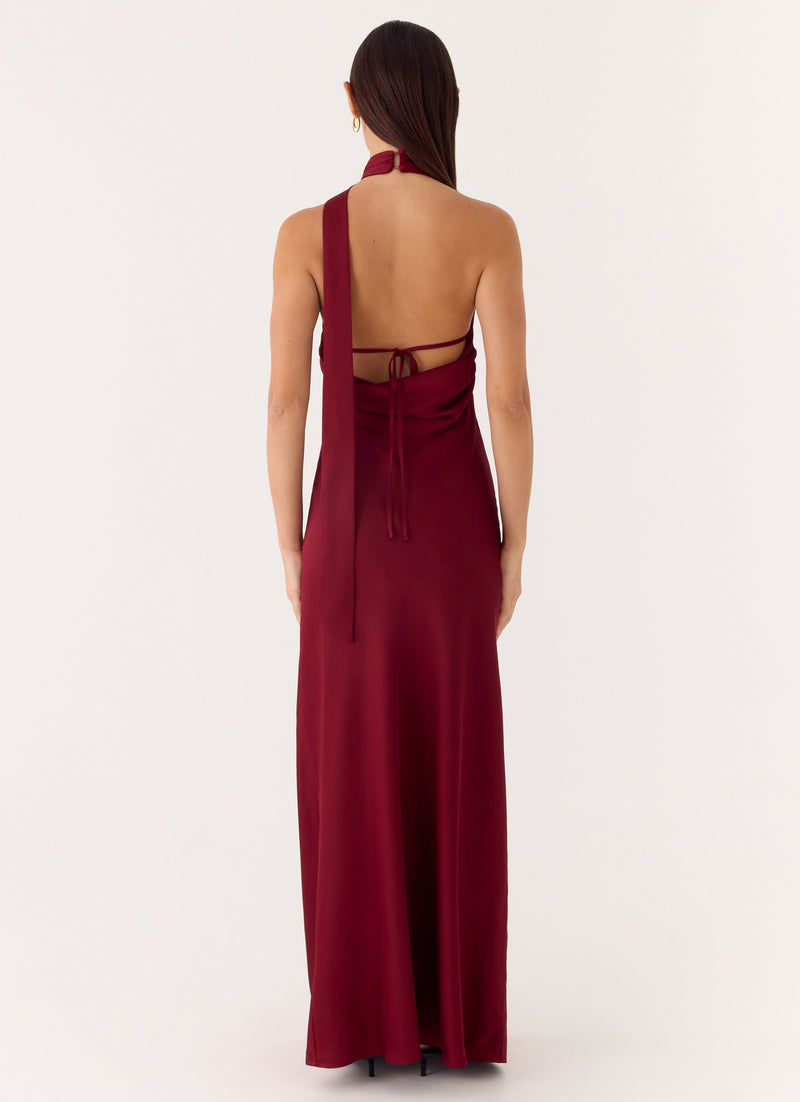 Keena Scarf Maxi Dress - Merlot