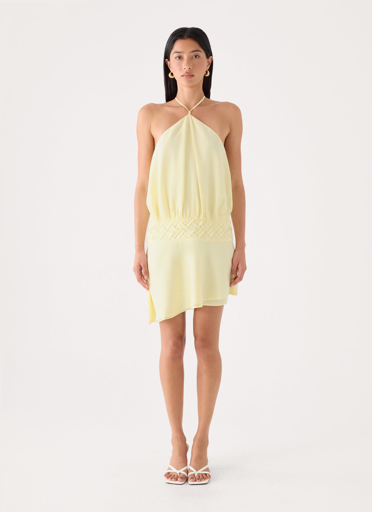 Keep It Secret Crinkle Mini Dress - Baby Yellow