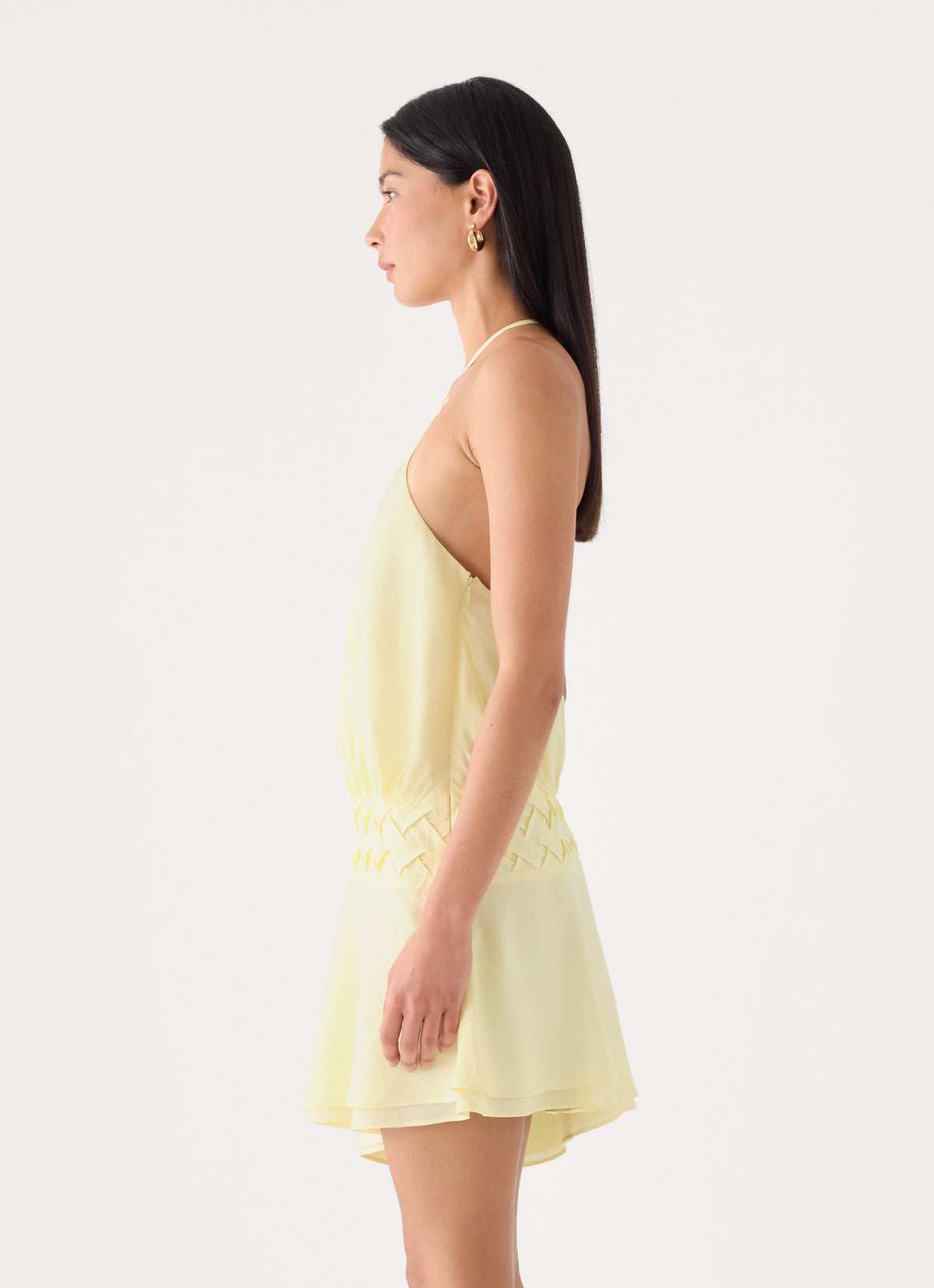 Keep It Secret Crinkle Mini Dress - Baby Yellow