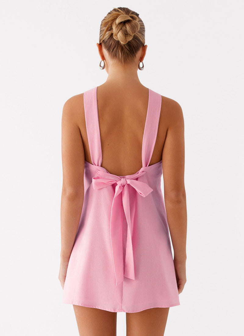 Keira Linen Micro Mini Dress - Pink