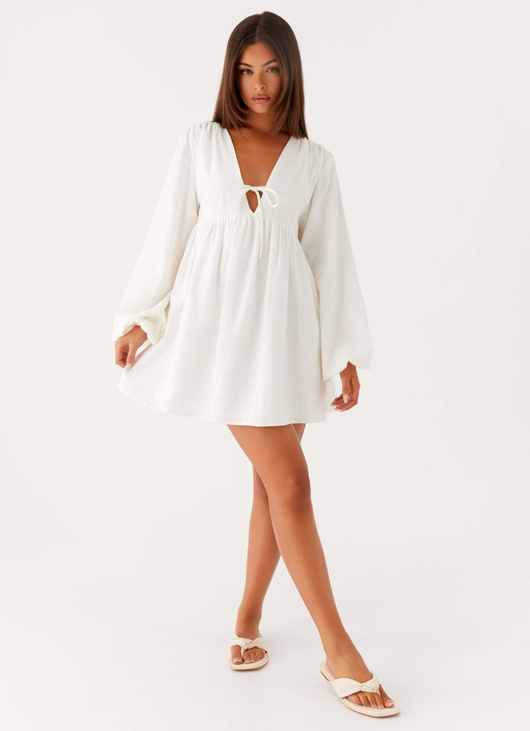 Kennie Linen Mini Dress - White