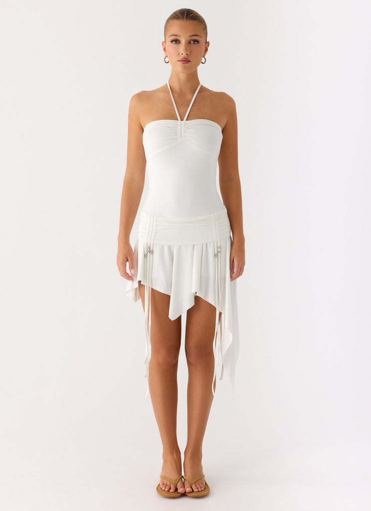 Khalida Jersey Halter Mini Dress - White