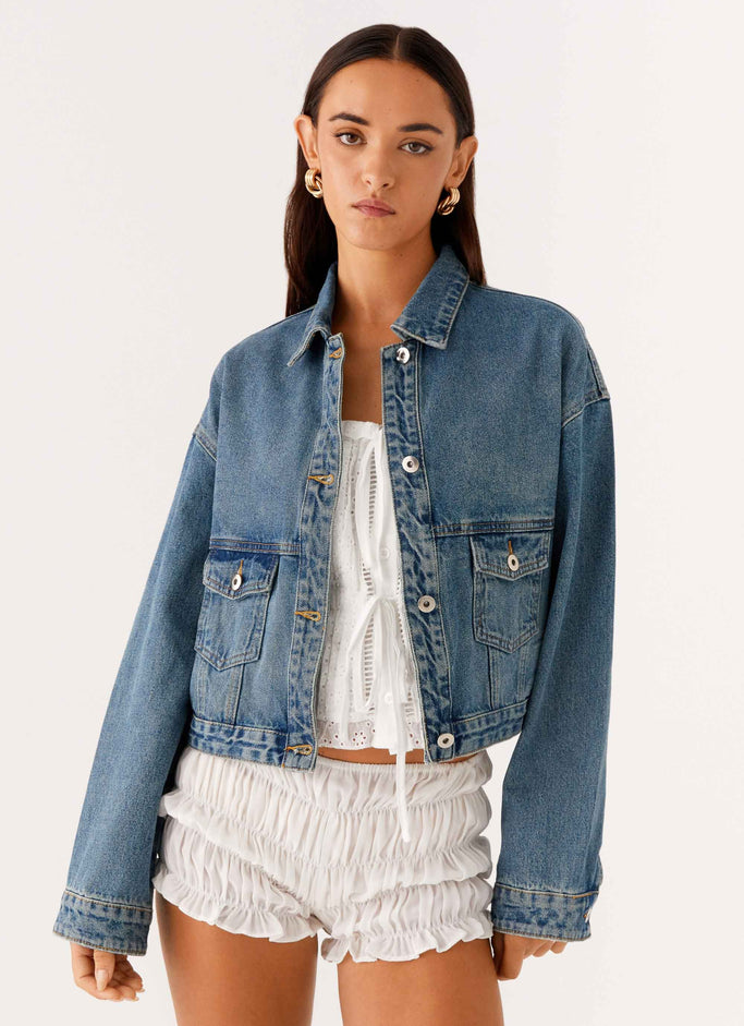 Kristy Oversized Denim Jacket - Blue