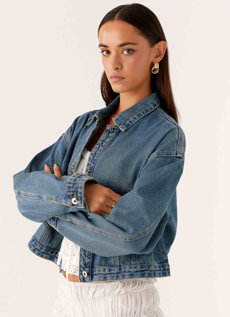 Kristy Oversized Denim Jacket - Blue