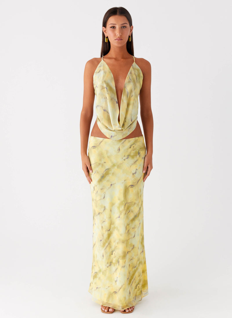 Kylo Cowl Top - Yellow Tie Dye