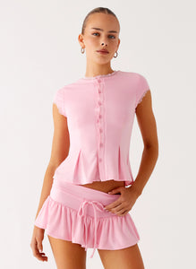 Landon Button Up Top - Pink