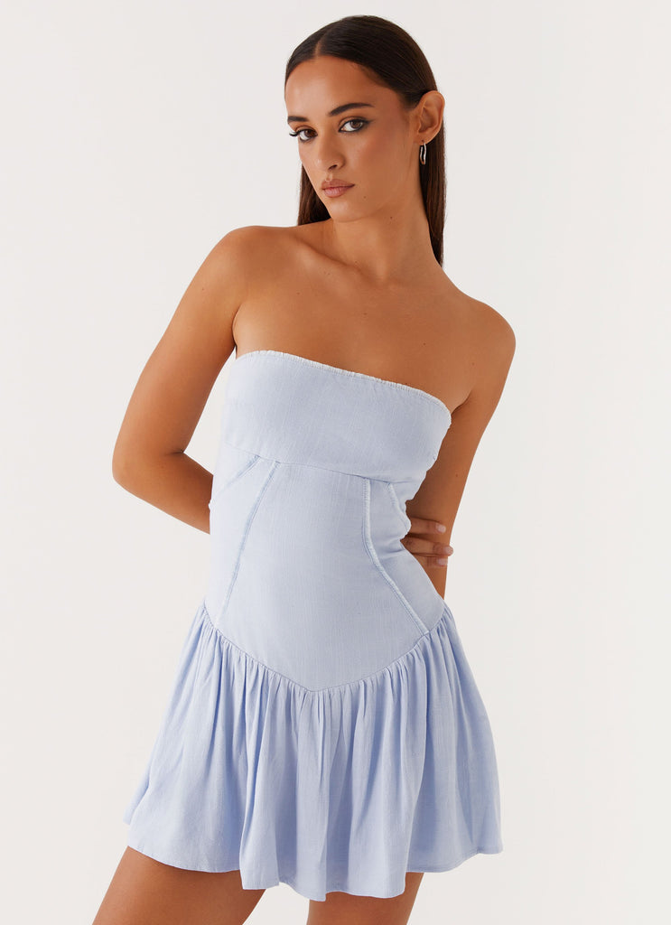 Larnie Linen Mini Dress - Blue