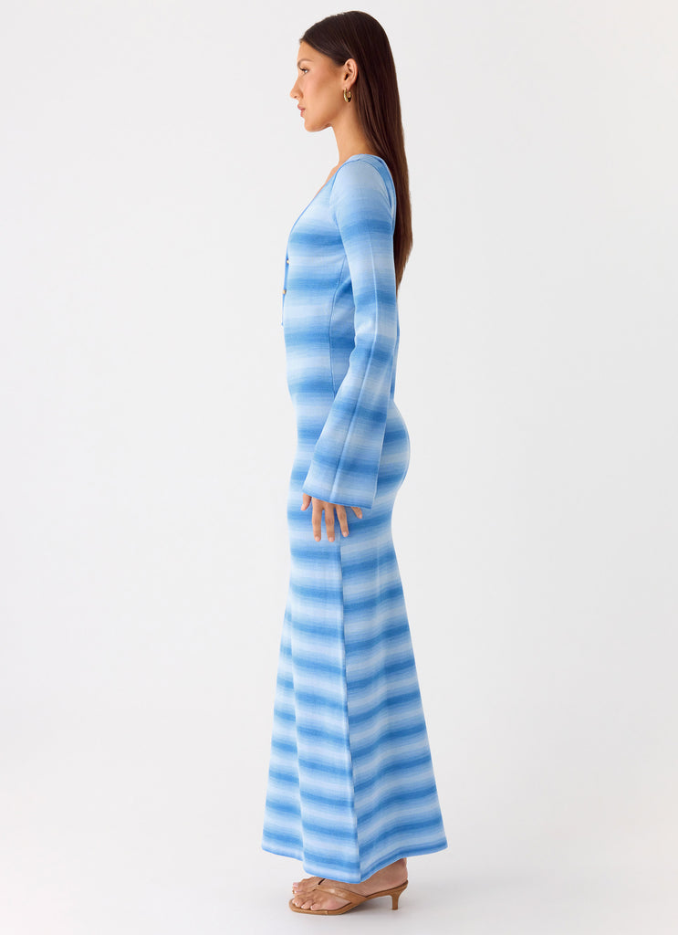 Late Night Calls Knit Maxi Dress - Cerulean