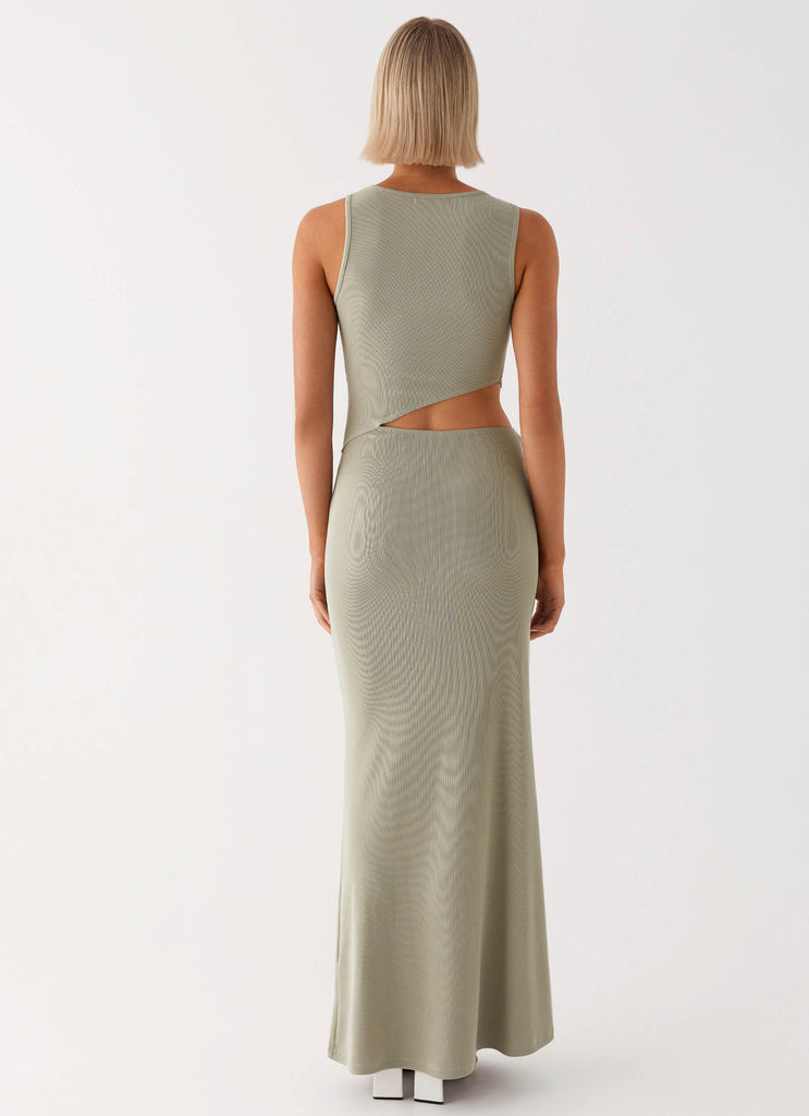 Womens Lennox Maxi Dress in the colour Sage in front of a light grey background