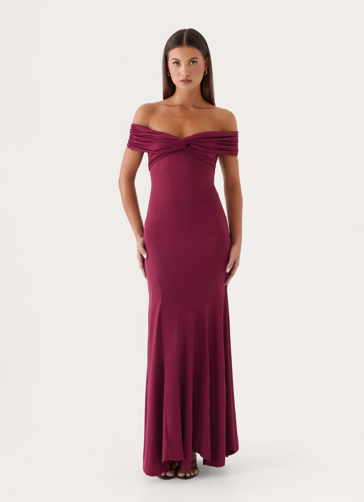 Letto Off Shoulder Maxi Dress - Plum