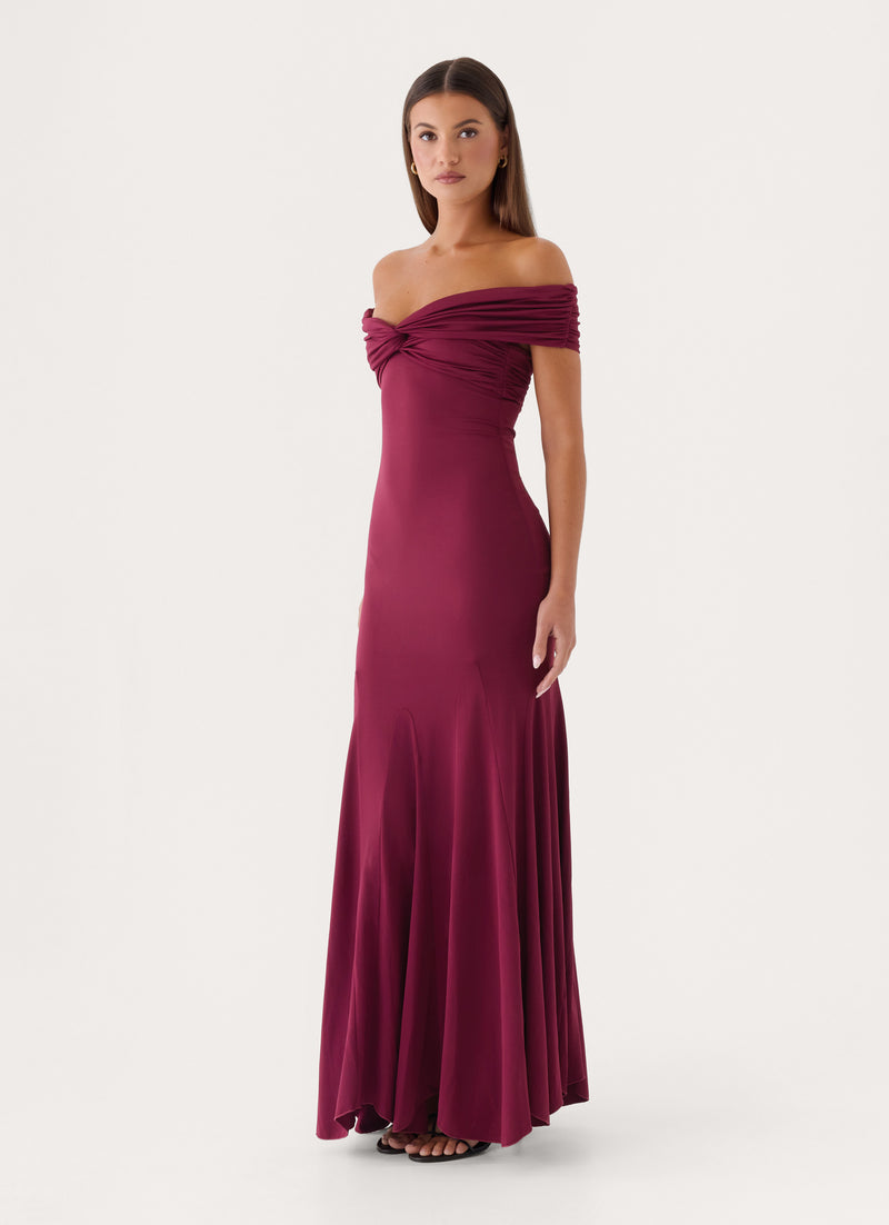 Letto Off Shoulder Maxi Dress - Plum
