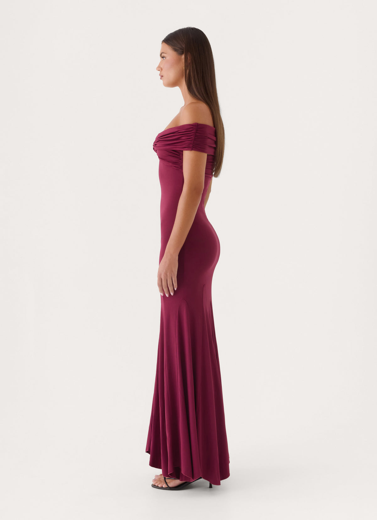 Letto Off Shoulder Maxi Dress - Plum