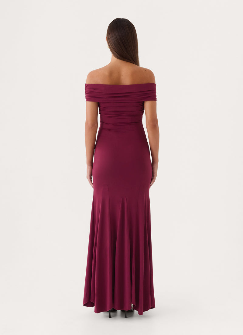 Letto Off Shoulder Maxi Dress - Plum