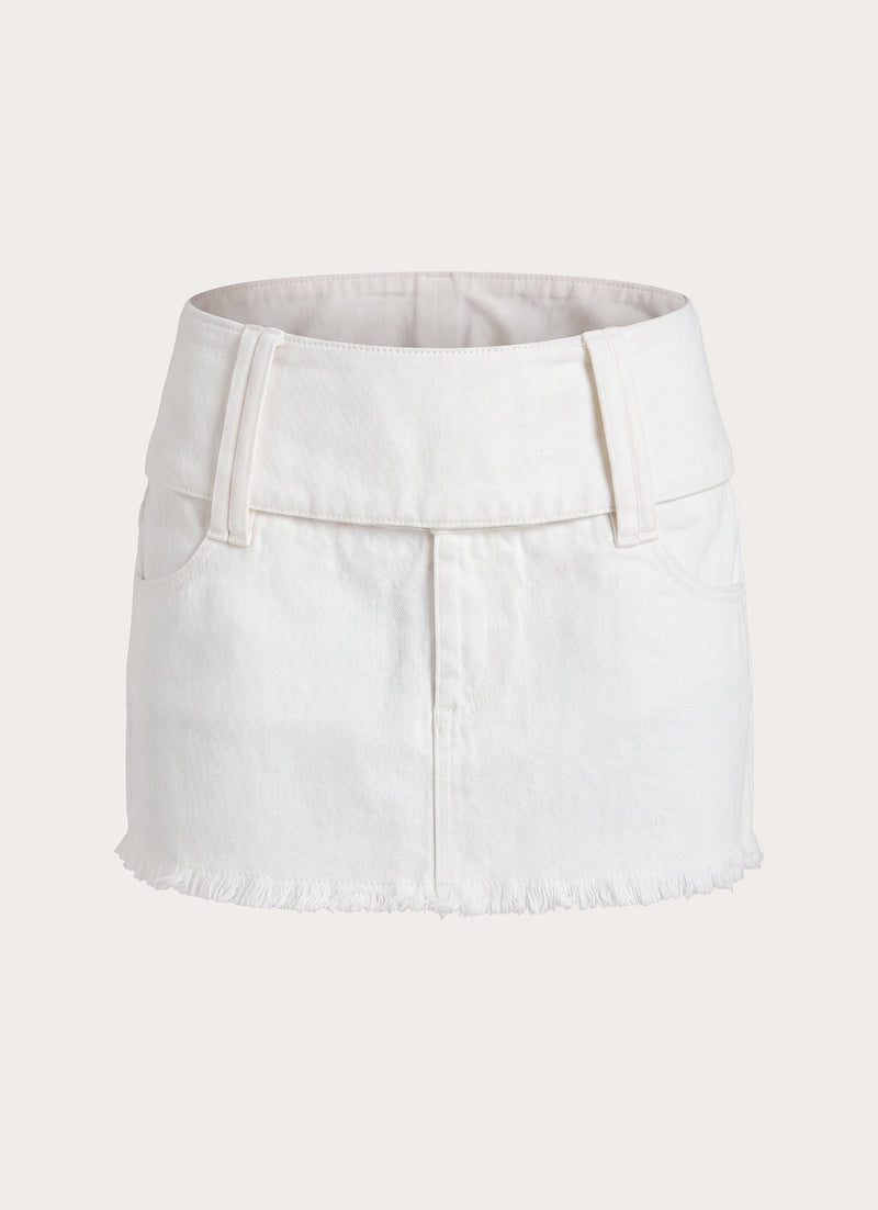 Liam Low Rise Denim Micro Skort - White