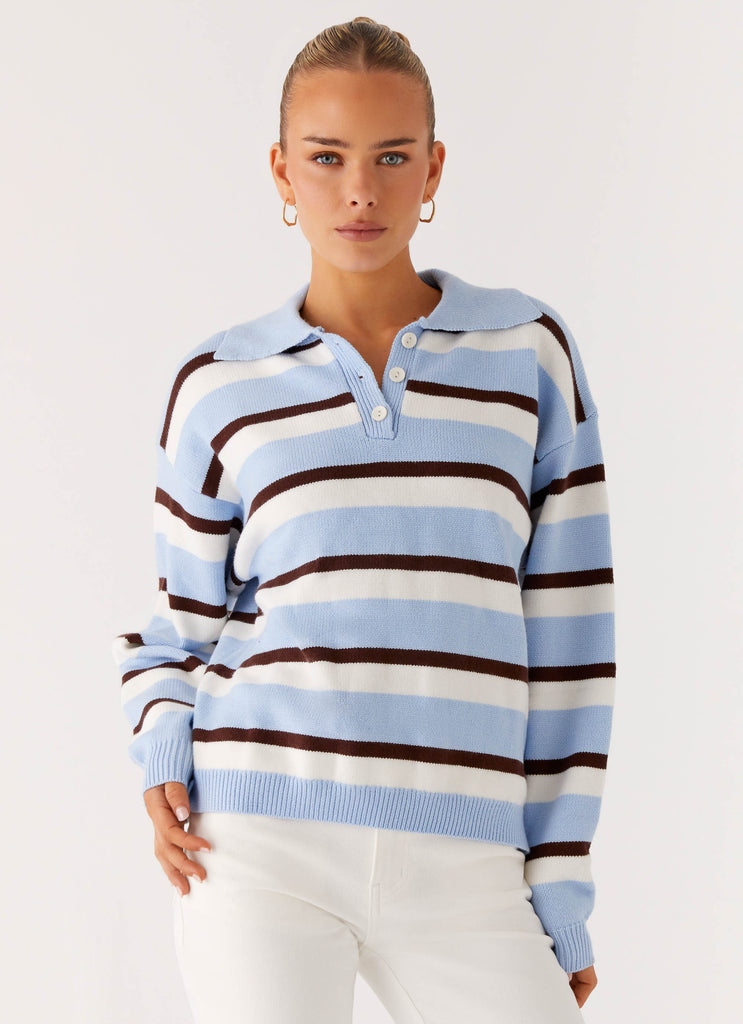 Liana Striped Polo - Blue Stripe