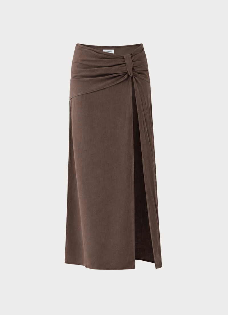 Lielle Linen Maxi Skirt - Chocolate