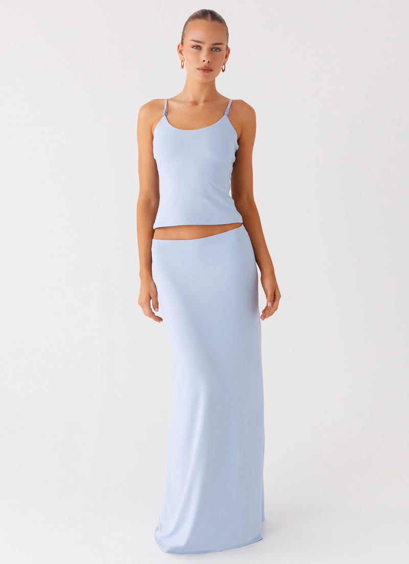Like A Flower Maxi Skirt - Baby Blue