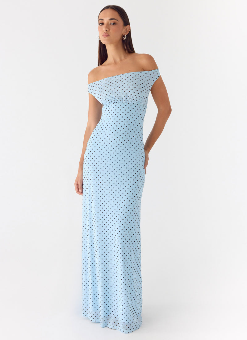 Like Me Now Maxi Dress - Blue Mocha Dot