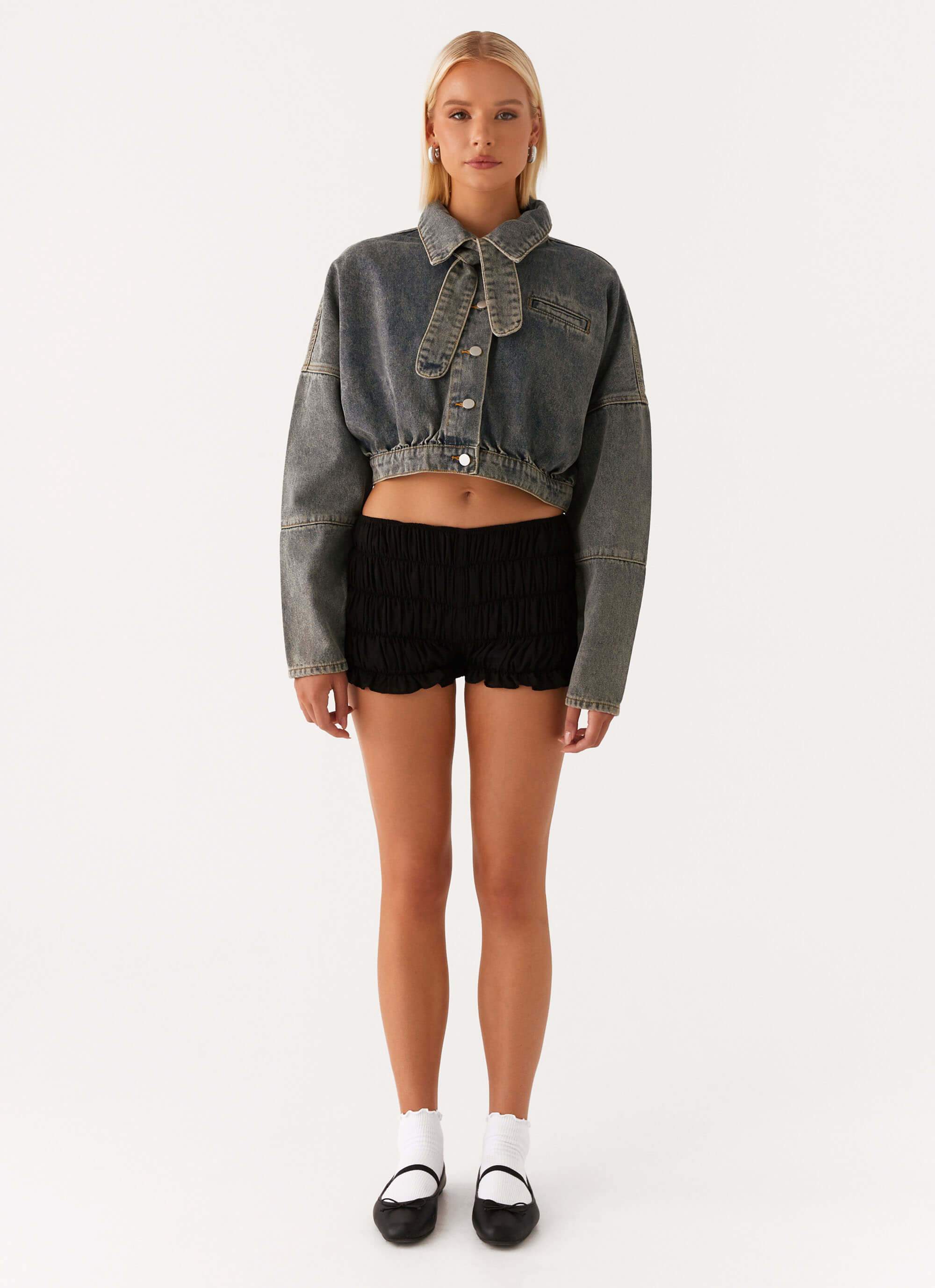LILY COTTON DENIM BOXY JACKET WITH WIDE SLEEVES main image 1