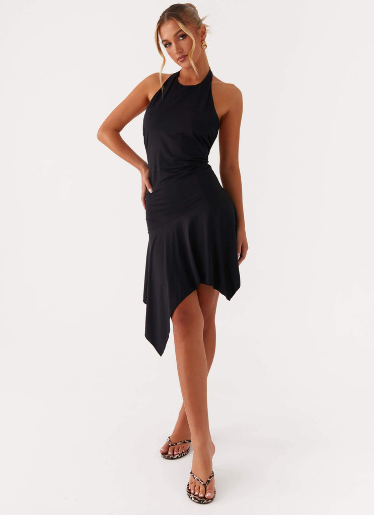 Lilyana Low Back Halter Midi Dress - Black Peppermayo Lilyana Low Back Halter Midi Dress - Black Peppermayo