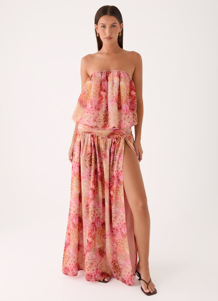 Lioras Strapless Maxi Dress - Botanic Cheetah